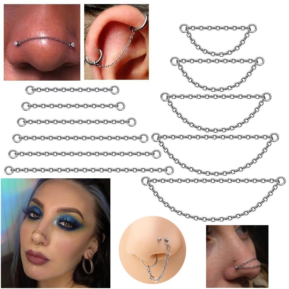 Body Jewelry Ear Piercing - Fashion Titanium Nose Chain Three Layer