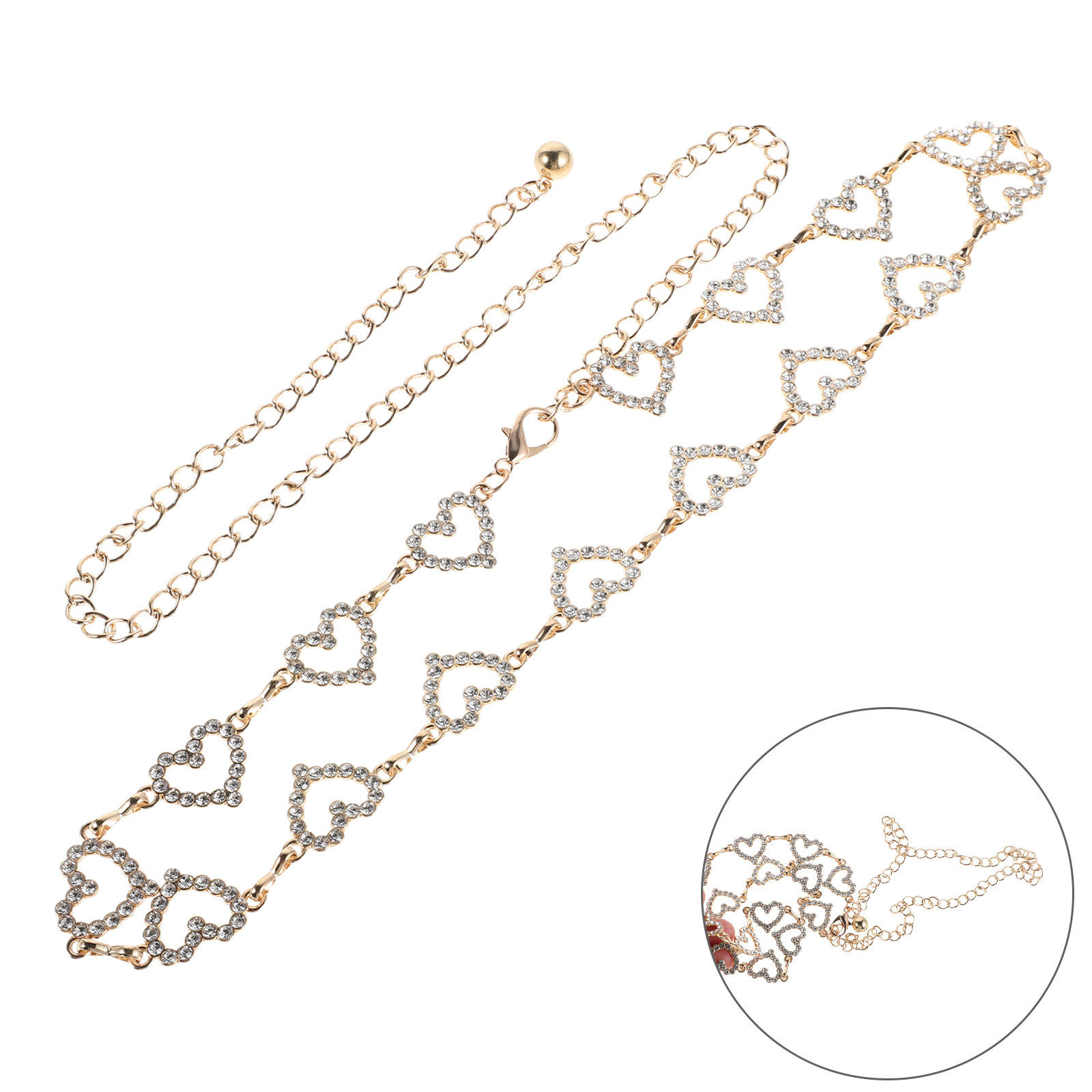 Body Jewelry For Women - Women Heart Rhinestone Waist Chain Adjustable