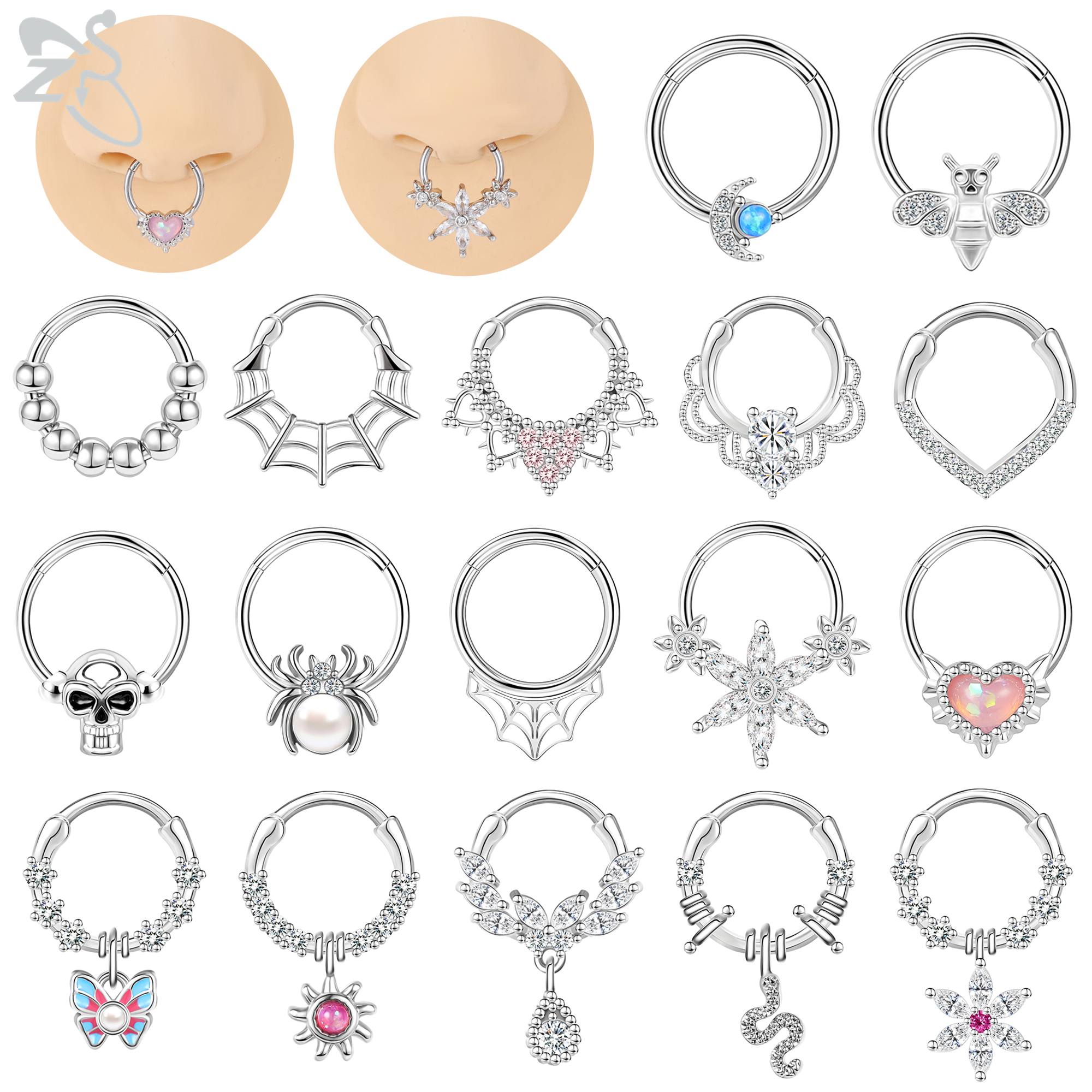 Septum Clicker Ring - ZS 1 Piece Cute 16G Stainless