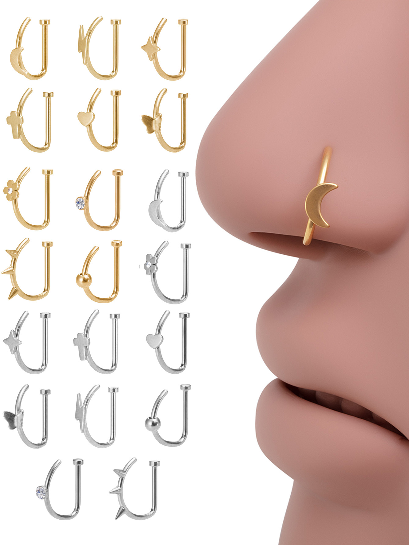 Septum Clicker Ring - 1pc Weld Rivet Butterfly D Shaped