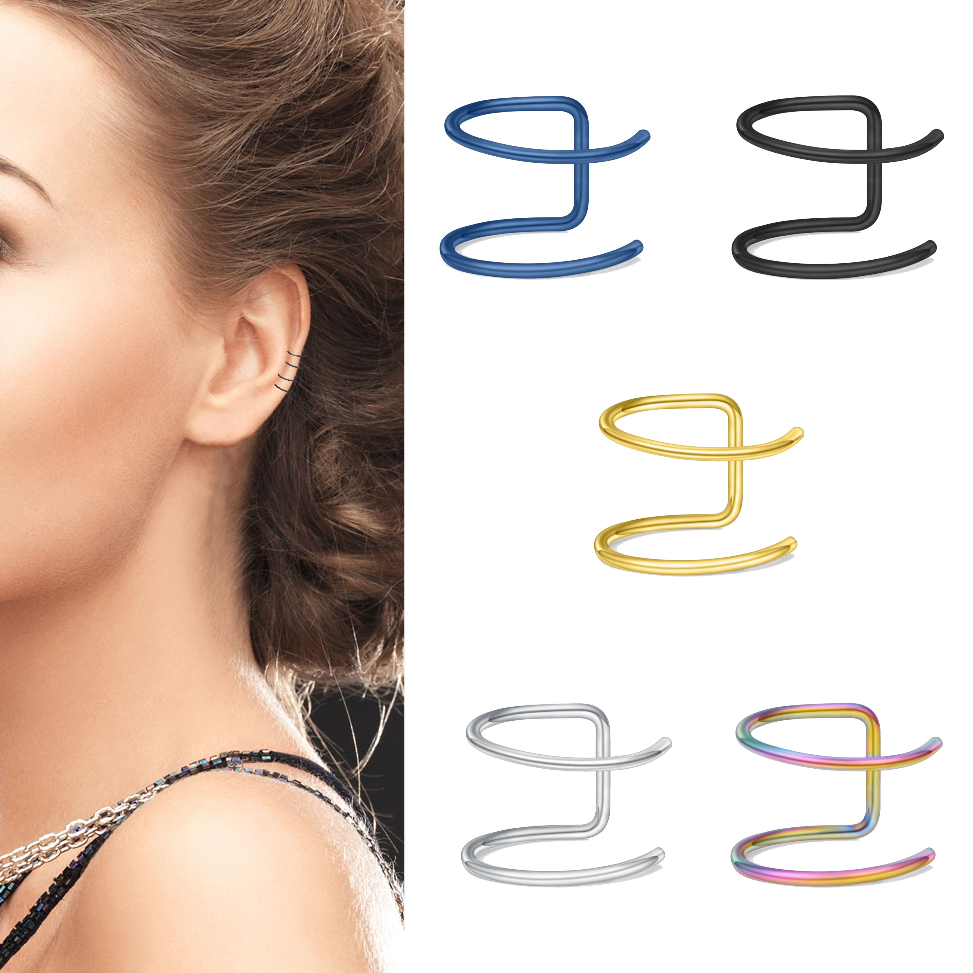 Body Jewelry Ear Piercing - 2pcs New No-Piercing Ear Cuffs -