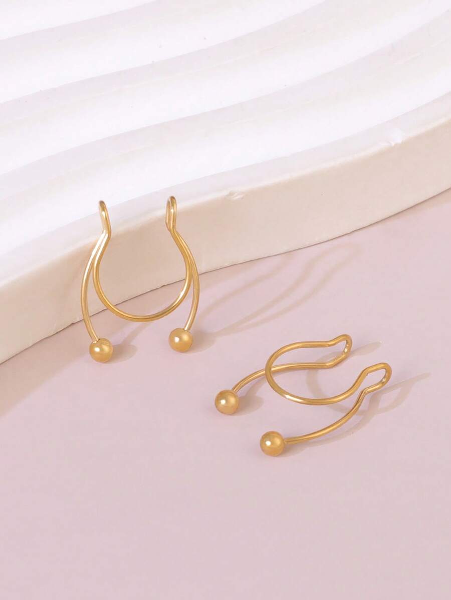2pcs Stainless Steel Clip-On S - Body Jewelry Ear Piercing incelemesi ve fiyatı