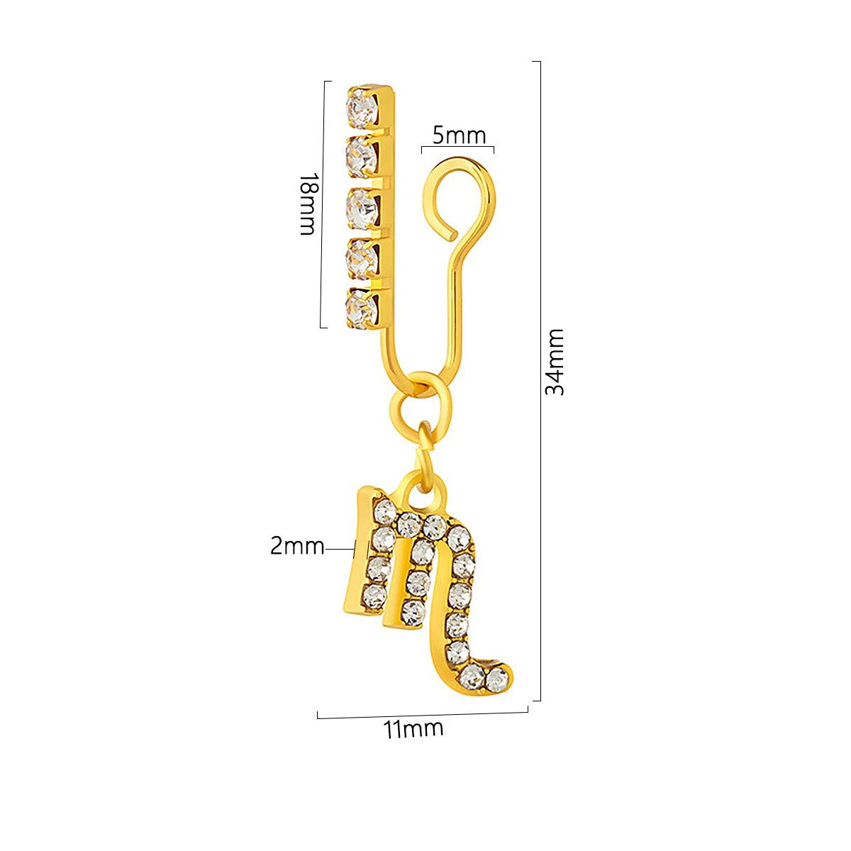 2 Pack Ear Clips Metal Zircon  - Body Jewelry Ear Piercing incelemesi ve fiyatı