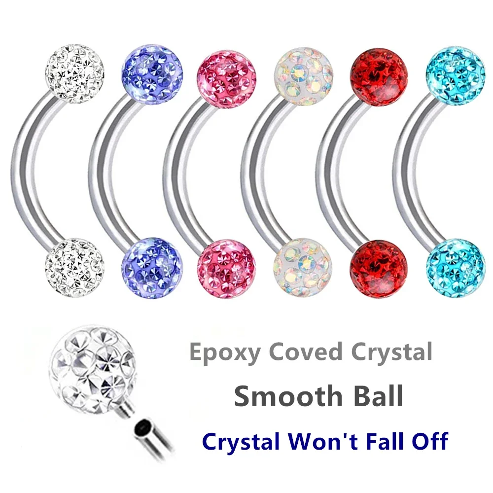 Multi Color Epoxy Crystal 6-10 - Eyebrow Curved Barbell incelemesi ve fiyatı