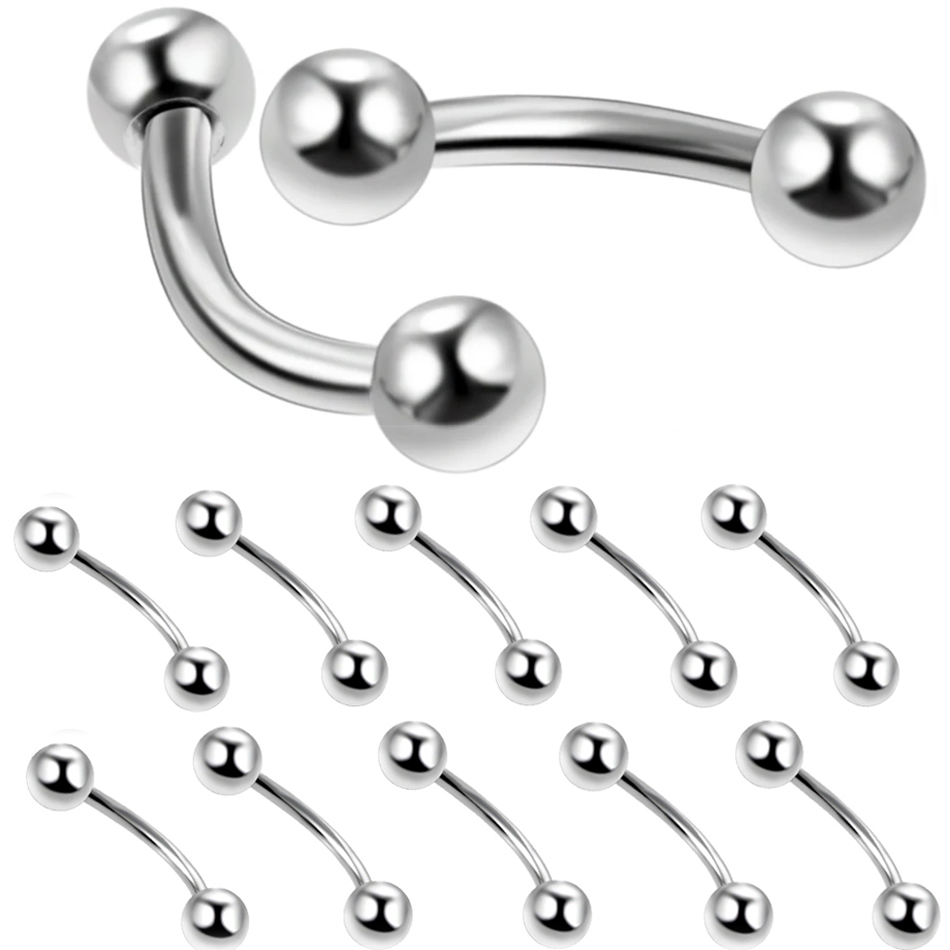 10Pcs/lot Steel Eyebrow Banana - Eyebrow Curved Barbell incelemesi ve fiyatı