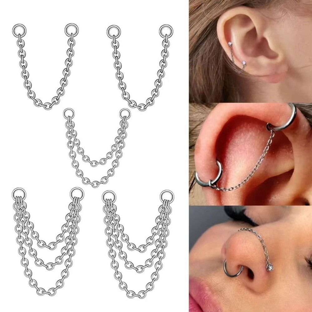 Titanium Nose Chain Three Laye - Body Jewelry Ear Piercing incelemesi ve fiyatı