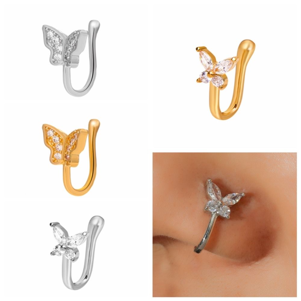 Rhinestone Butterfly Nose Ring - Body Jewelry Ear Piercing incelemesi ve fiyatı