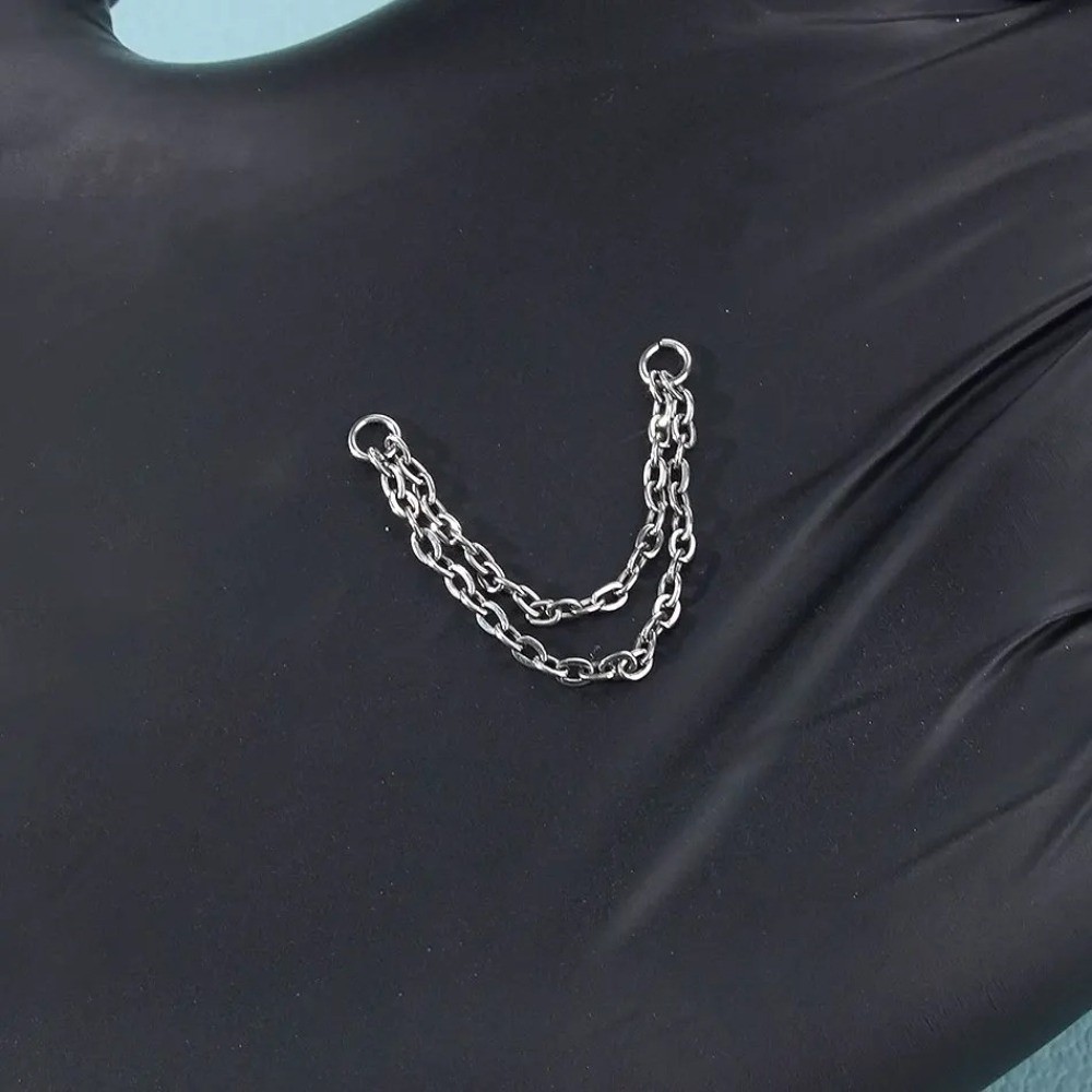 Titanium Nose Chain Double Cha - Body Jewelry Ear Piercing incelemesi ve fiyatı