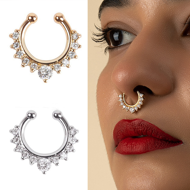 1PC U-Shape Nose Clip Fake Nos - Body Jewelry Ear Piercing incelemesi ve fiyatı
