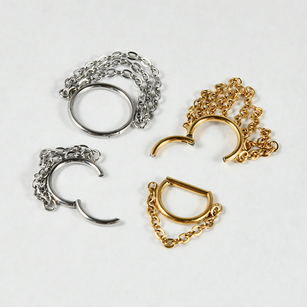 1pcs Surgical Steel Chain Dang - Septum Clicker Ring incelemesi ve fiyatı