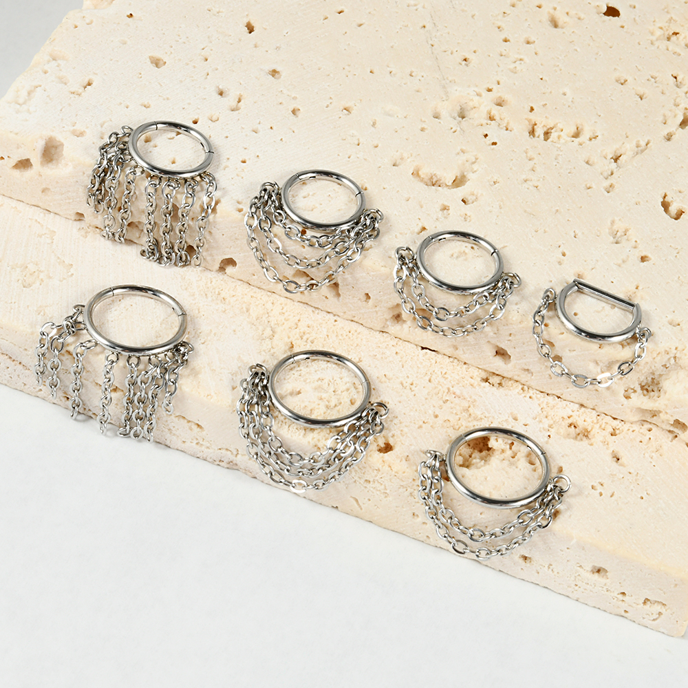 1pcs Surgical Steel Chain Dang - Septum Clicker Ring incelemesi ve fiyatı