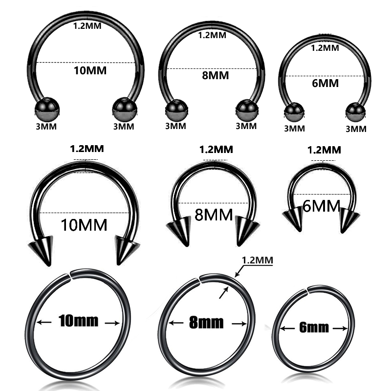 9pcs/lot Steel Ear Piercings H - Septum Clicker Ring incelemesi ve fiyatı