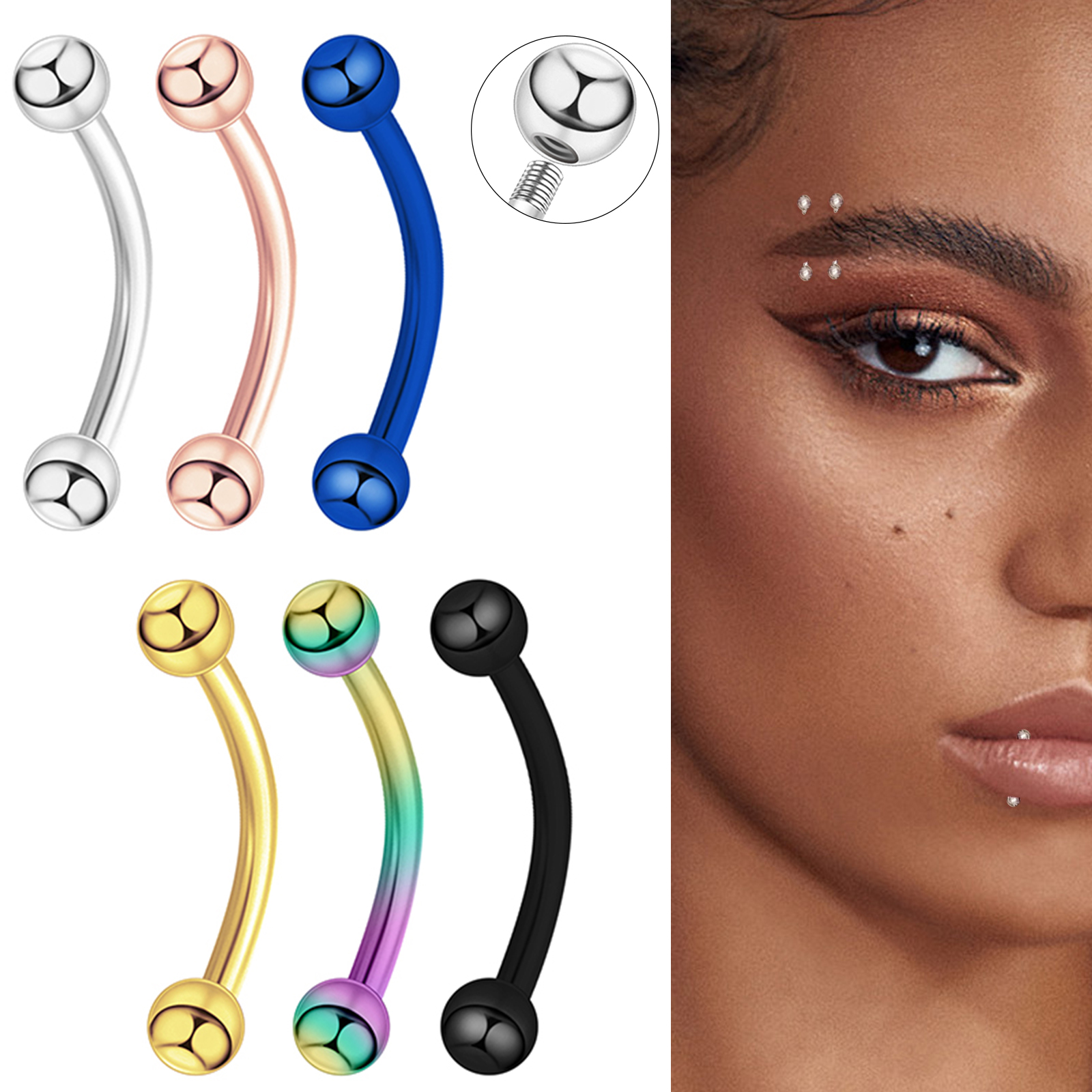 6PCS Stainless Steel Curved Ba - Eyebrow Curved Barbell incelemesi ve fiyatı