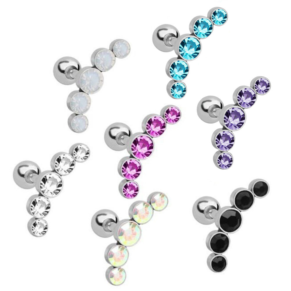 1Pcs Fashion 16G Crystal Gem O - Body Jewelry Ear Piercing incelemesi ve fiyatı