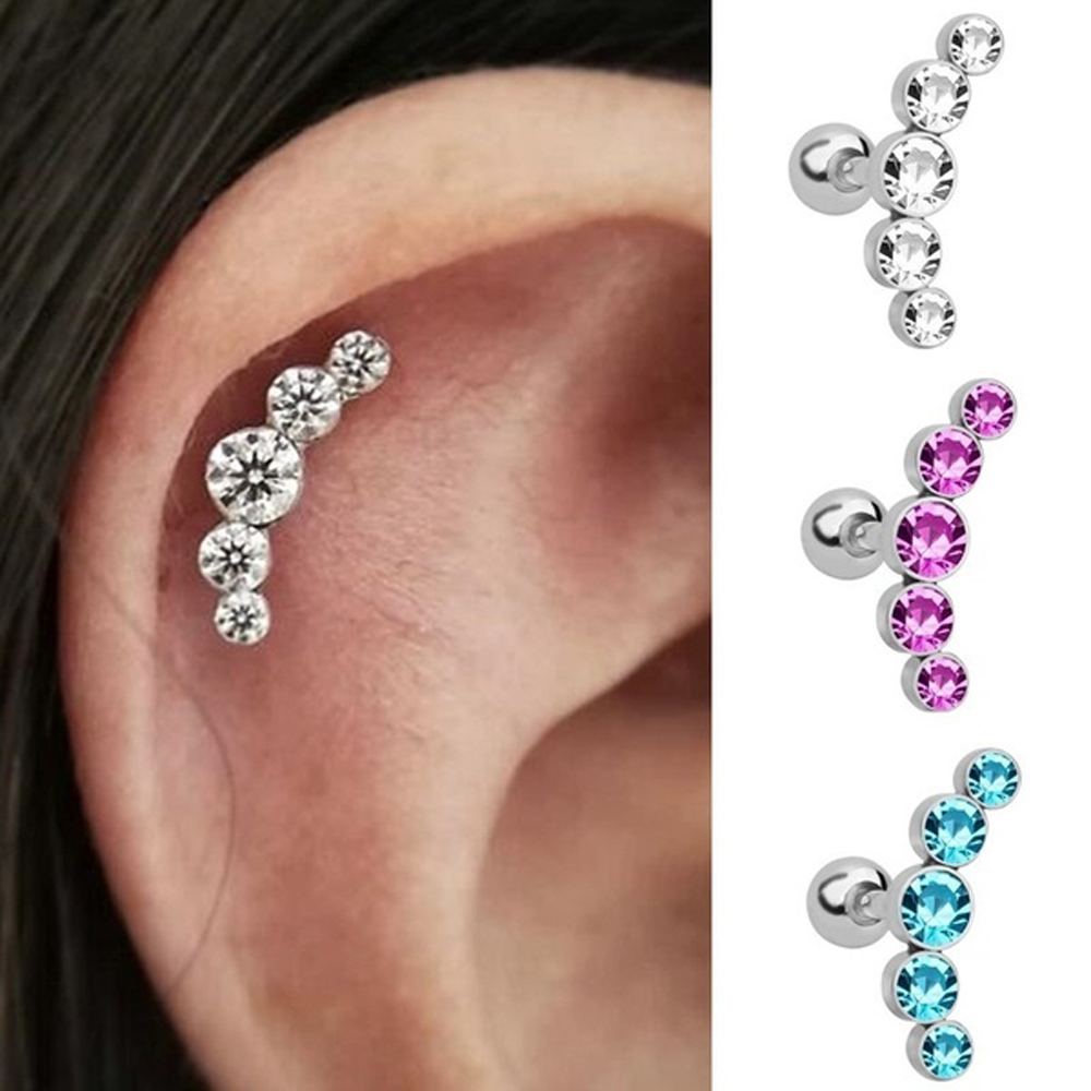 1Pcs Fashion 16G Crystal Gem O - Body Jewelry Ear Piercing incelemesi ve fiyatı