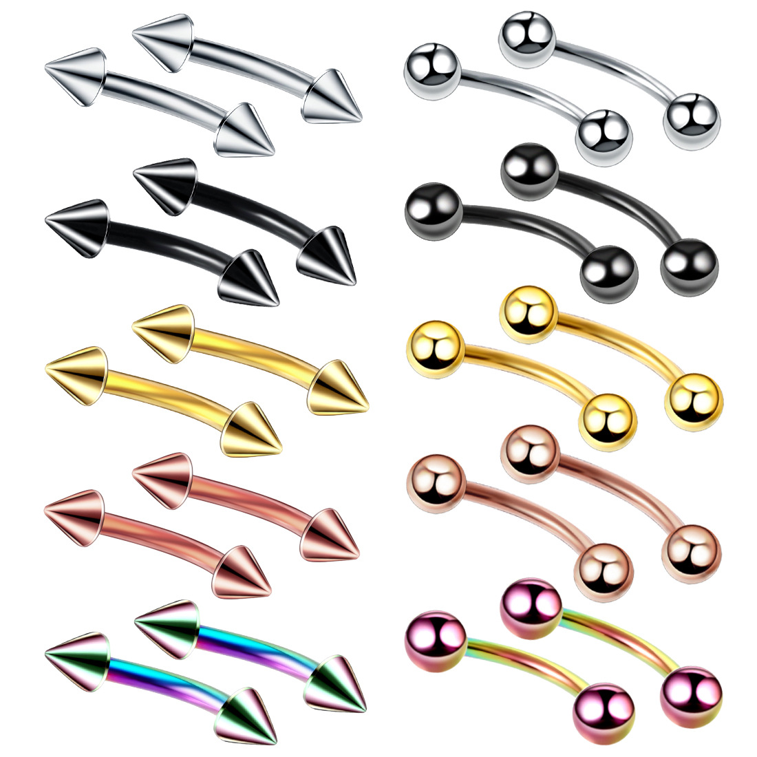20pc/set Steel Eyebrow Banana  - Eyebrow Curved Barbell incelemesi ve fiyatı