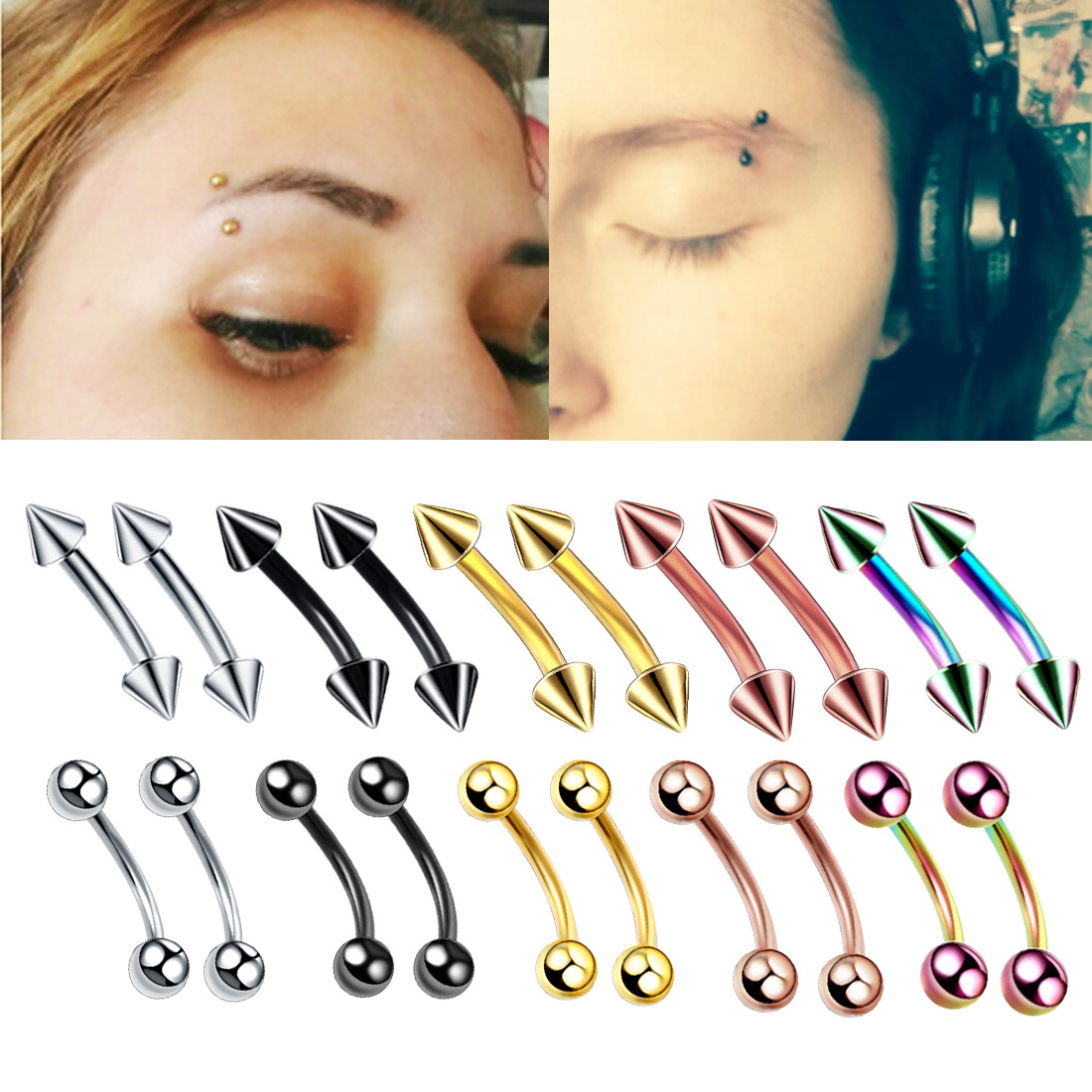 20pc/set Steel Eyebrow Banana  - Eyebrow Curved Barbell incelemesi ve fiyatı