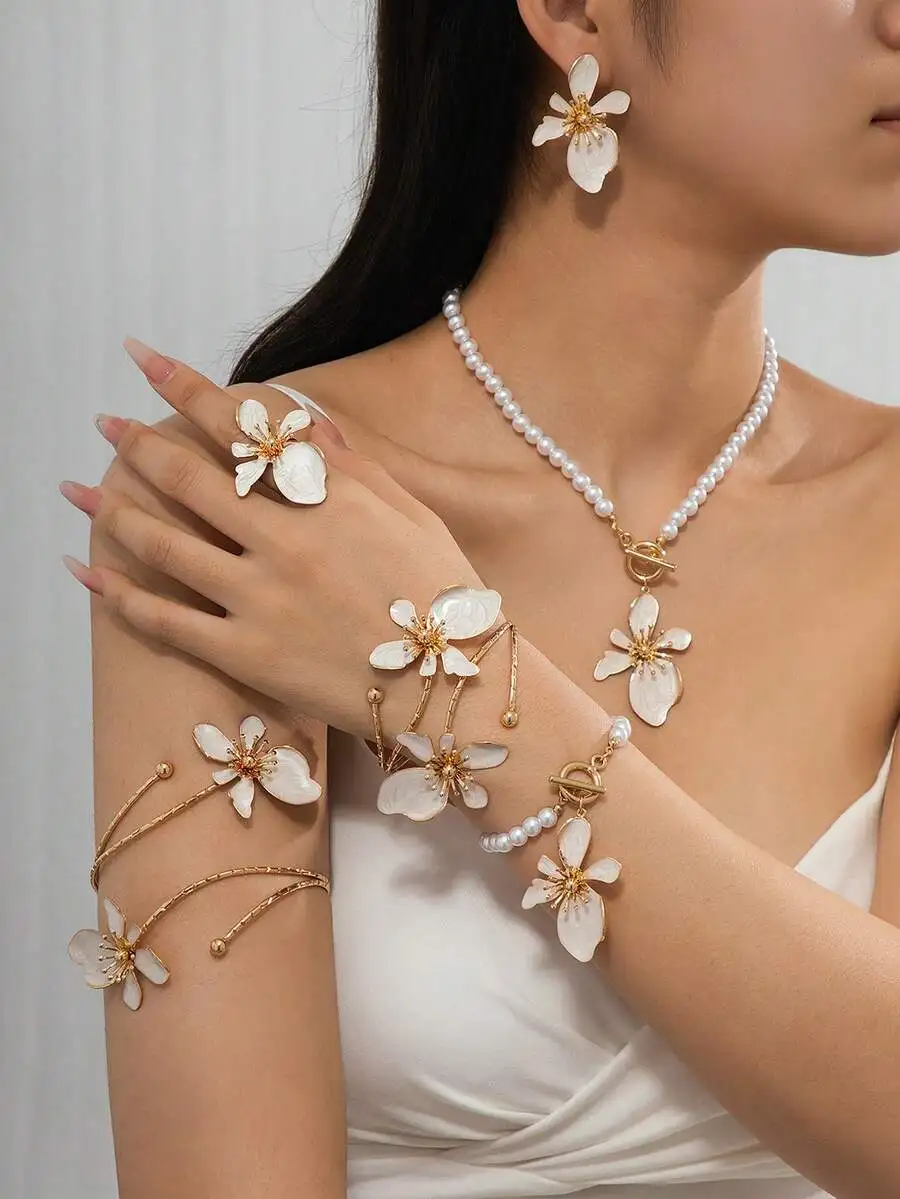 Floral Pearl Necklace Earring  - Body Jewelry And Earrings incelemesi ve fiyatı