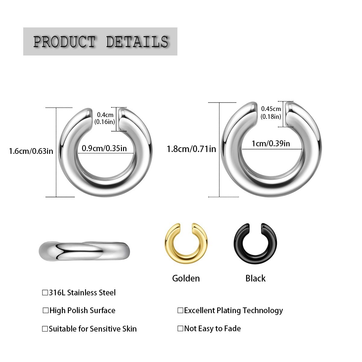 1pc Exaggerated c-Shaped Non-P - Body Jewelry Ear Piercing incelemesi ve fiyatı