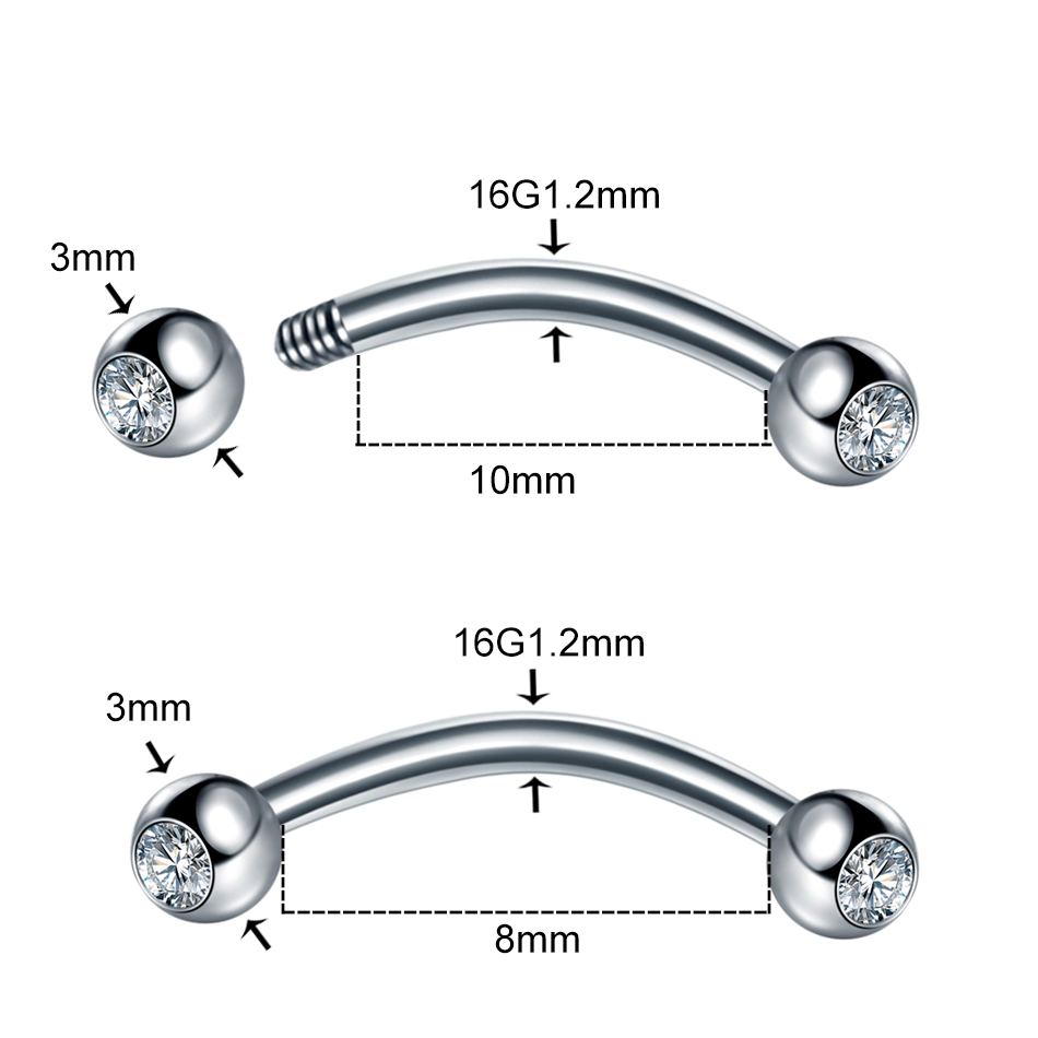 1PC Stainless Steel Crystal Ey - Eyebrow Curved Barbell incelemesi ve fiyatı