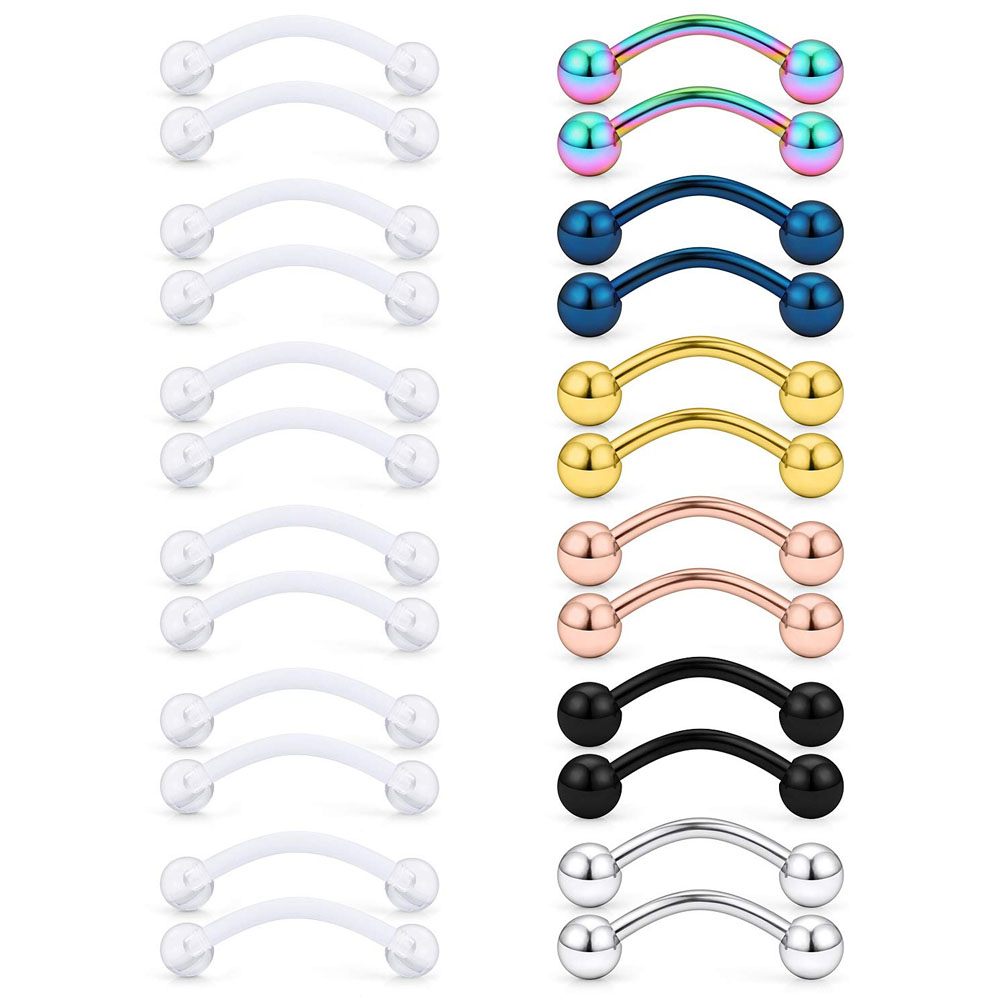 16G Clear Acrylic Bioflex Stai - Eyebrow Curved Barbell incelemesi ve fiyatı