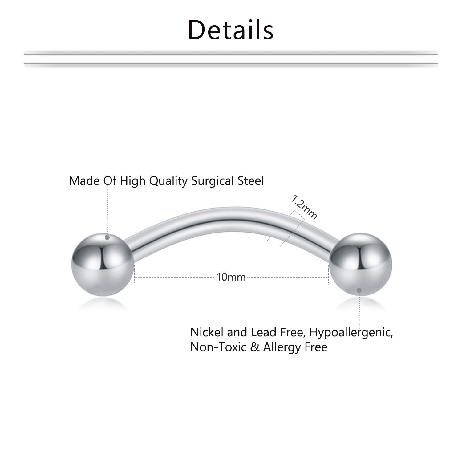 16G Clear Acrylic Bioflex Stai - Eyebrow Curved Barbell incelemesi ve fiyatı