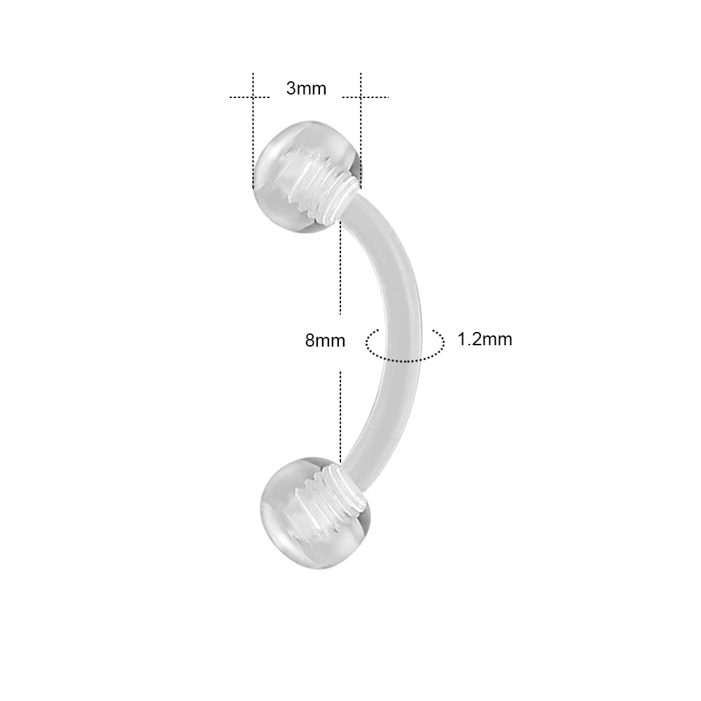 16G Clear Acrylic Bioflex Stai - Eyebrow Curved Barbell incelemesi ve fiyatı