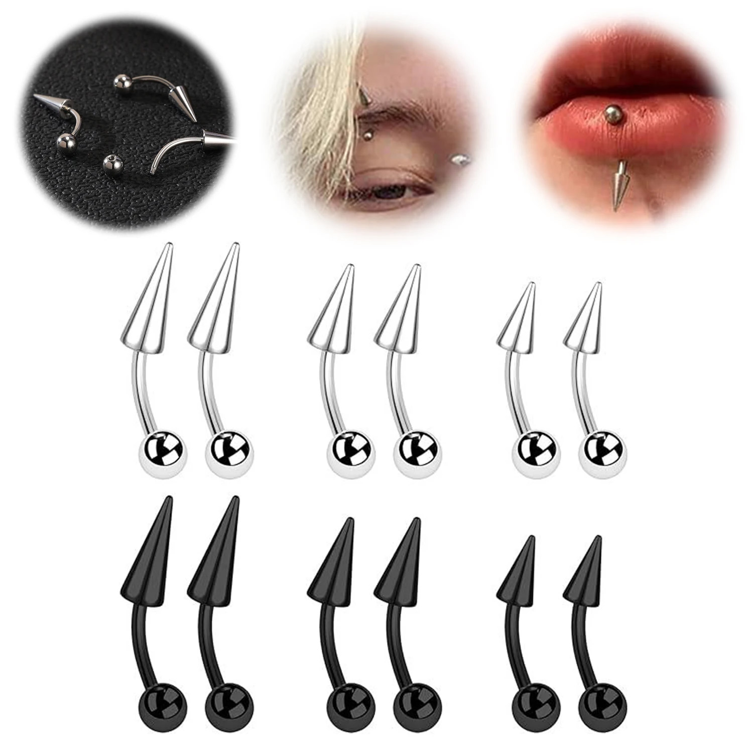 1PC 16G Long Spike Bridge Stai - Eyebrow Curved Barbell incelemesi ve fiyatı