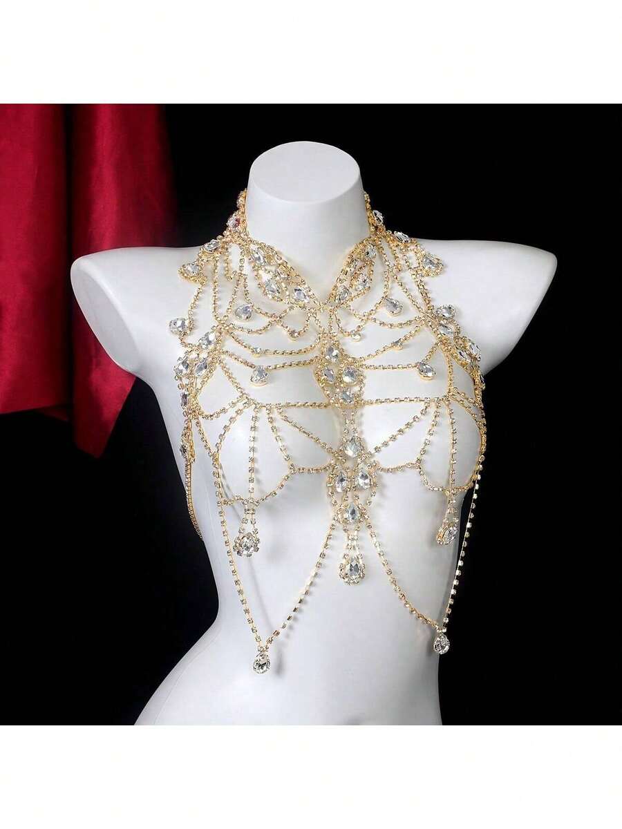 Rhinestone Body Chain Bra Neck - Body Jewelry For Women incelemesi ve fiyatı