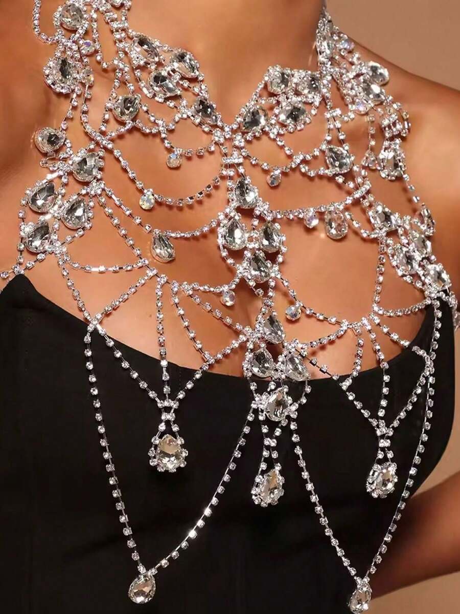Rhinestone Body Chain Bra Neck - Body Jewelry For Women incelemesi ve fiyatı