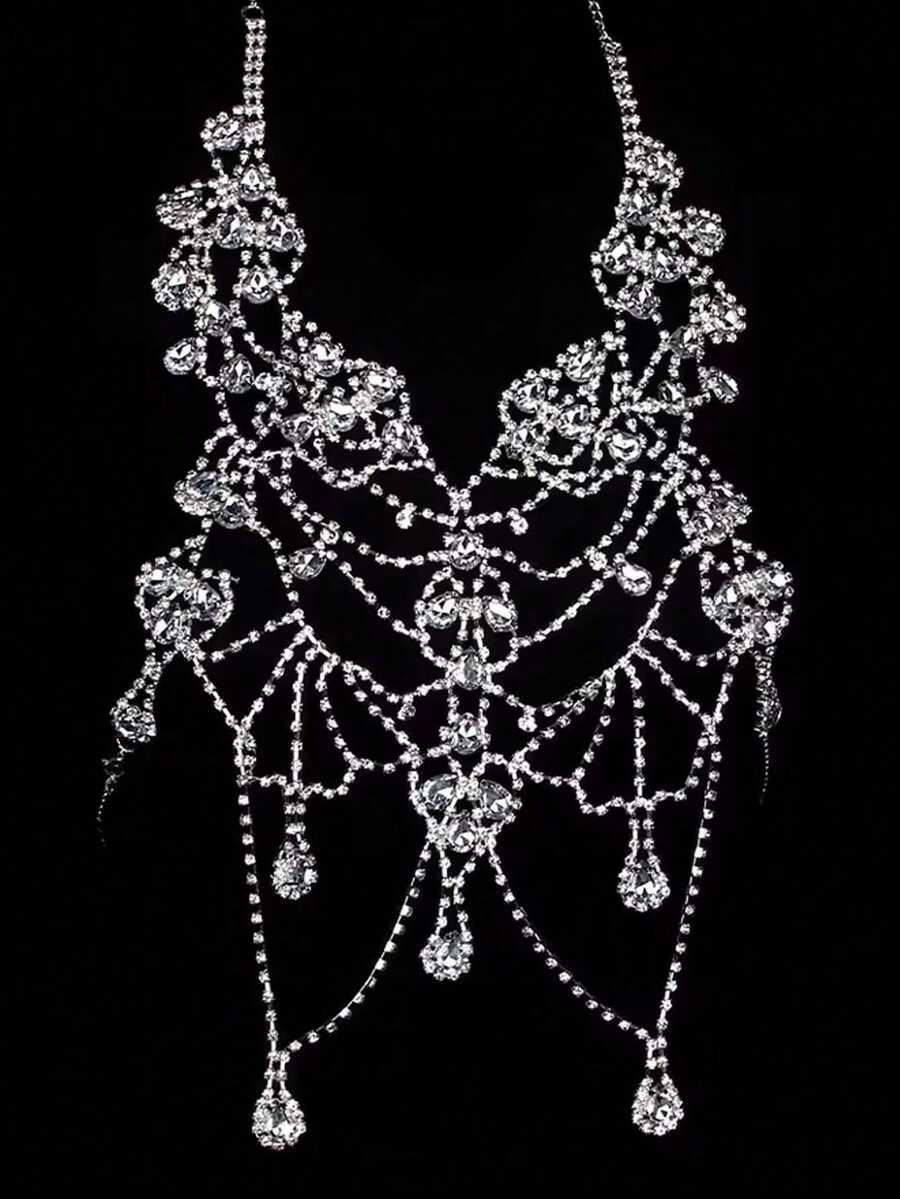 Rhinestone Body Chain Bra Neck - Body Jewelry For Women incelemesi ve fiyatı