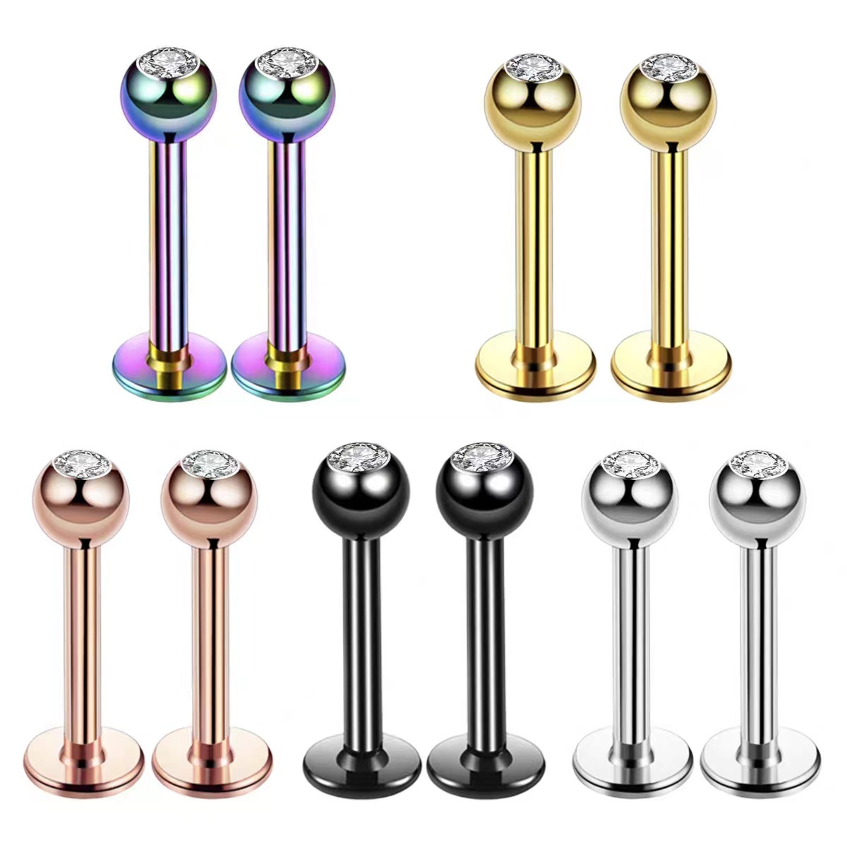 16G Surgical Steel Ball Top CZ - Body Jewelry Ear Piercing incelemesi ve fiyatı