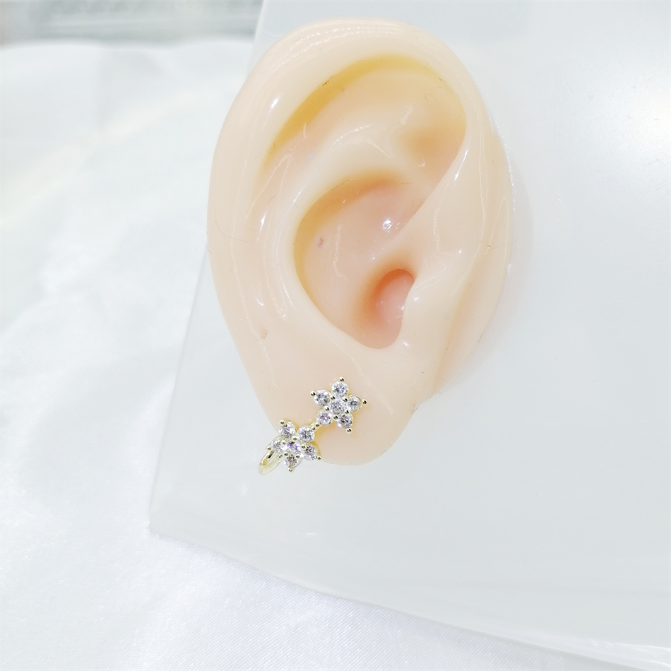 1pc 2 Crystal Flowers Ear Cuff - Body Jewelry Ear Piercing incelemesi ve fiyatı