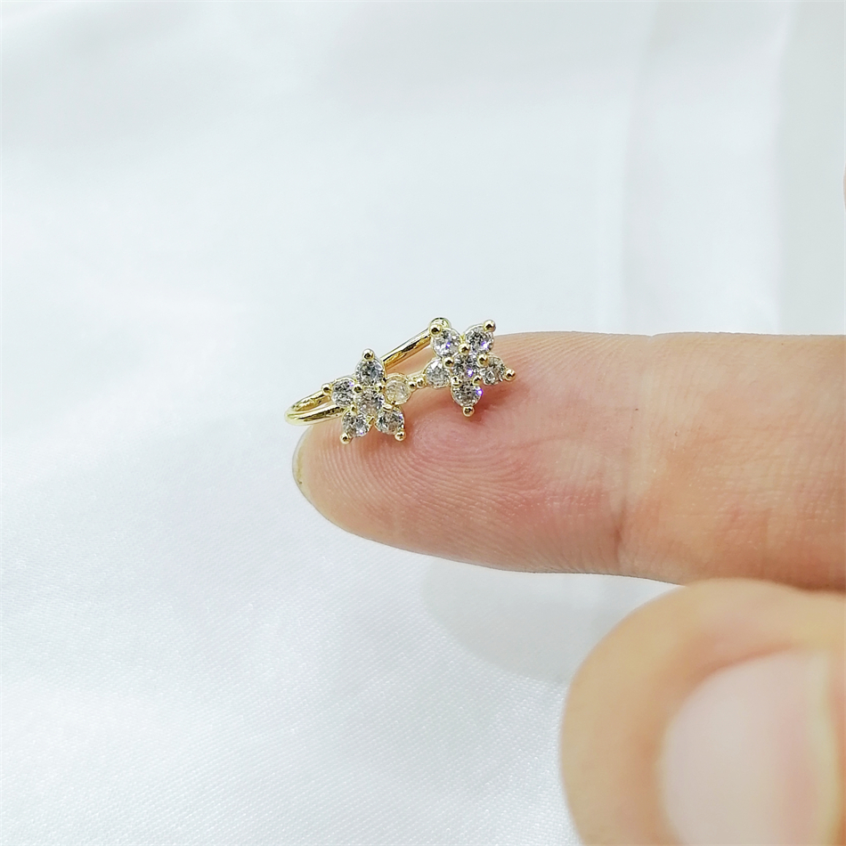 1pc 2 Crystal Flowers Ear Cuff - Body Jewelry Ear Piercing incelemesi ve fiyatı