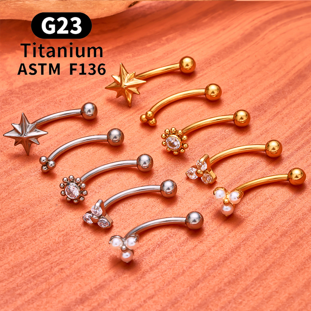 ASTM F136 Titanium Hexagram Ro - Eyebrow Curved Barbell incelemesi ve fiyatı