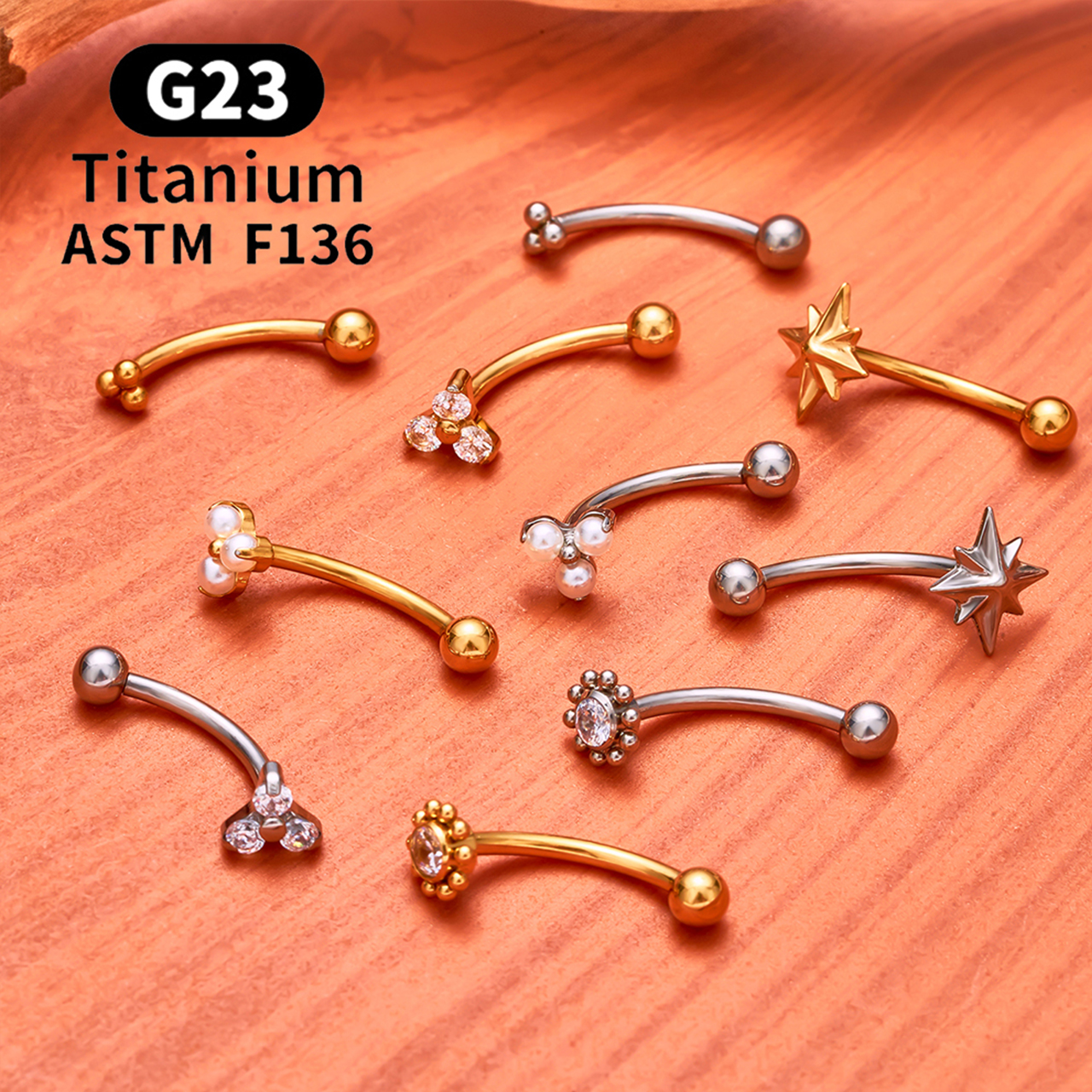 ASTM F136 Titanium Hexagram Ro - Eyebrow Curved Barbell incelemesi ve fiyatı